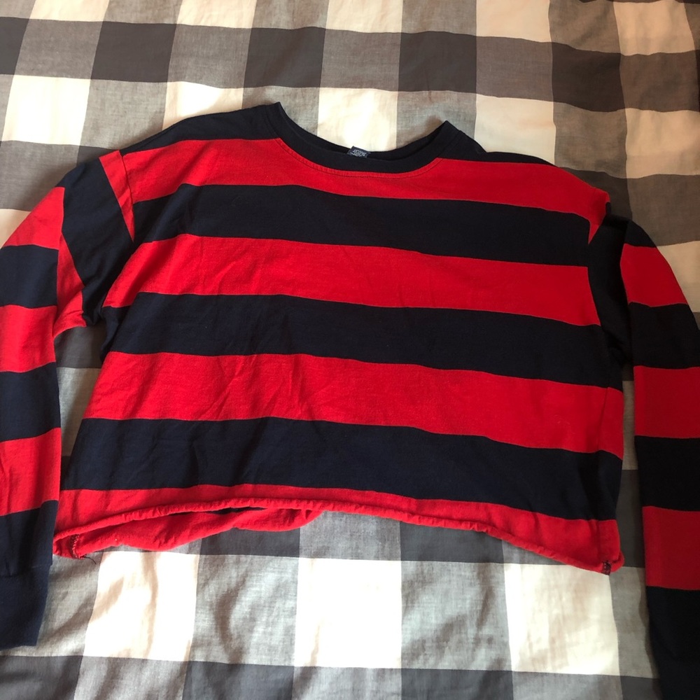 Forever 21 Rugby style cropped long sleeve